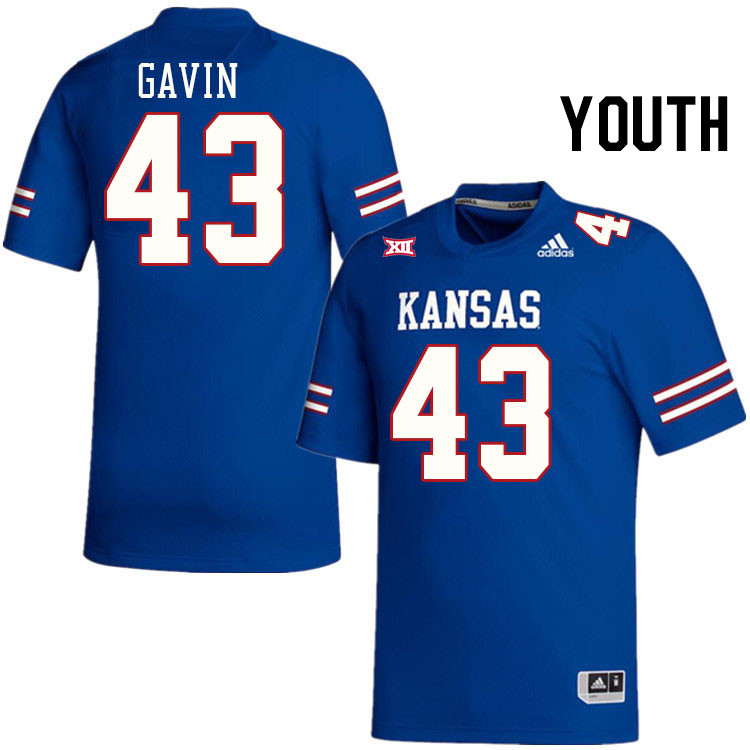 Youth #43 Will Gavin Kansas Jayhawks College Football Jerseys Stitched Sale-Royal
